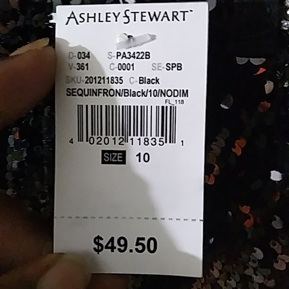 Ashley Stewart Distressed Black Sequin Skirt New Size 10 ,Size 12,16 - Picture 3 of 6
